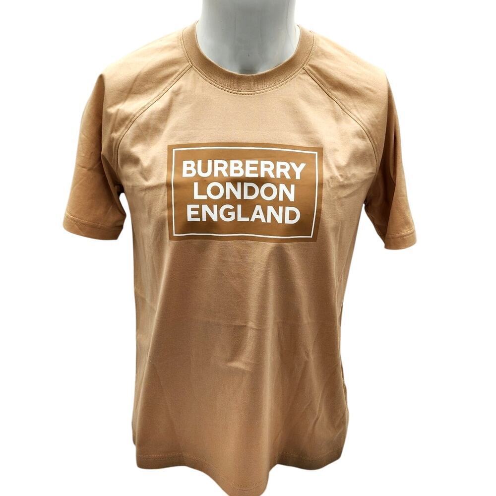 WOMEN'S BURBERRY SANTO LOGO T-SHIRT/SOFT FAWN/SMALL RETAIL $480